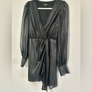 Express black foil wrap dress. Size S